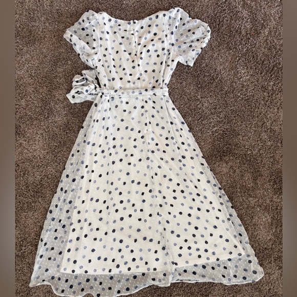 DKNY White and Blue Polka Dot Maxi Dress - Picture 6 of 7